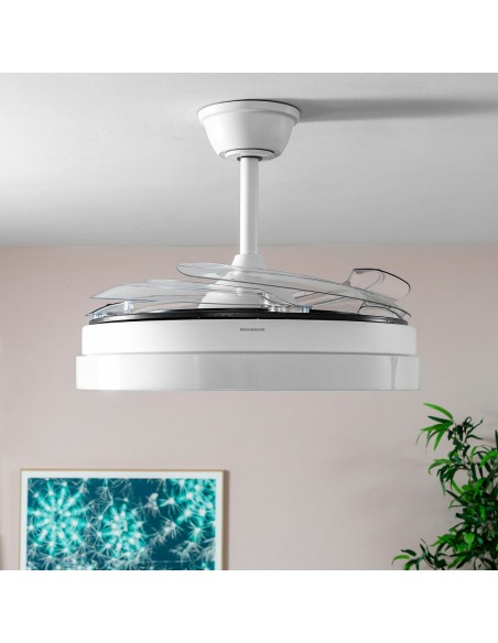 Ventilateur de Plafond avec Lumière LED et 4 Pales Rétractables Keteez InnovaGoods Blanc 72 W Ø49-104 cm