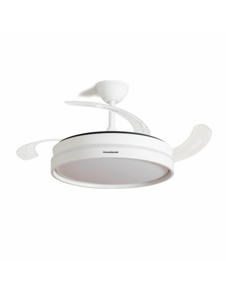 Ventilateur de Plafond avec Lumière LED et 4 Pales Rétractables Keteez InnovaGoods Blanc 72 W Ø49-104 cm