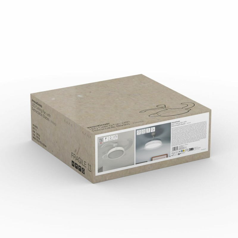 Ventilateur de Plafond avec Lumière LED et 4 Pales Rétractables Keteez InnovaGoods Blanc 72 W Ø49-104 cm