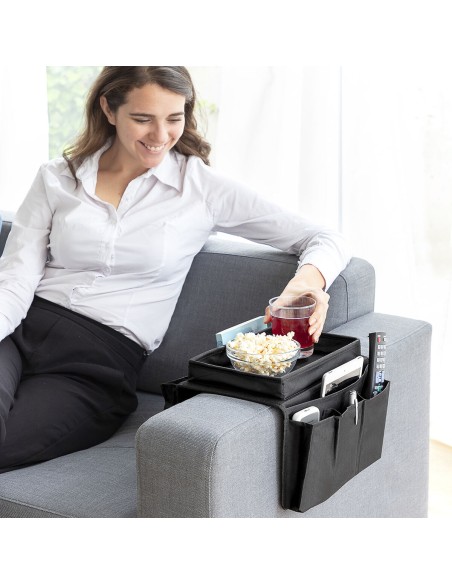 Plateau canapé avec télécommande – Support stable et rangement