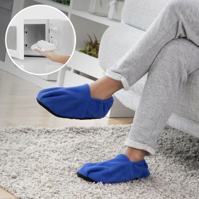 Chaussons chauffants micro‑ondes bleus – Réchauffage et détente