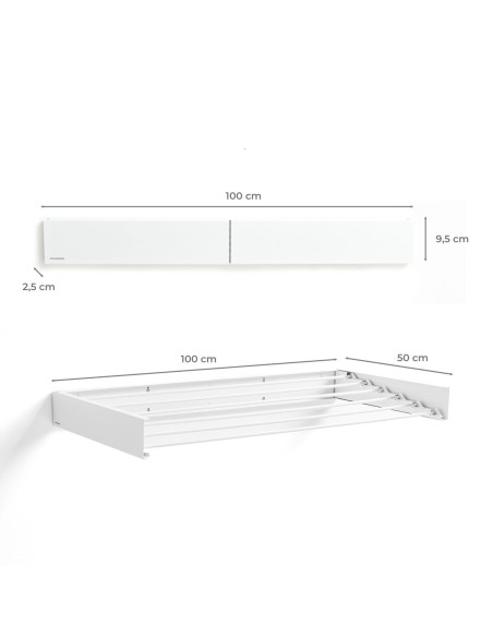 Étendoir mural Dryva 100 – Pliable et gain de place