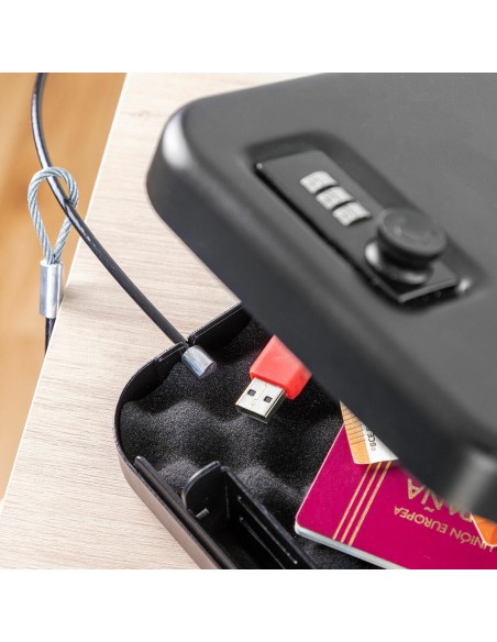 Coffre‑fort portable Prisaven avec câble – Sécurisé et compact