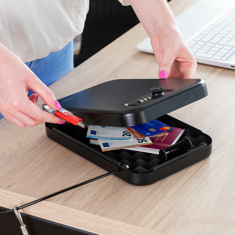 Coffre‑fort portable Prisaven avec câble – Sécurisé et compact