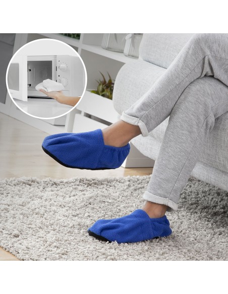 Chaussons chauffants micro‑ondes bleus – Réchauffage et détente
