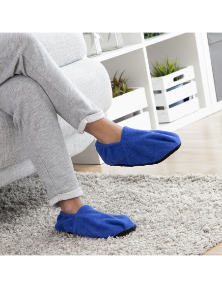 Chaussons chauffants micro‑ondes bleus – Réchauffage et détente