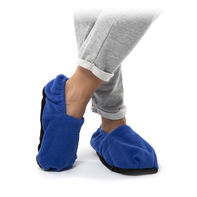 Chaussons chauffants micro‑ondes bleus – Réchauffage et détente