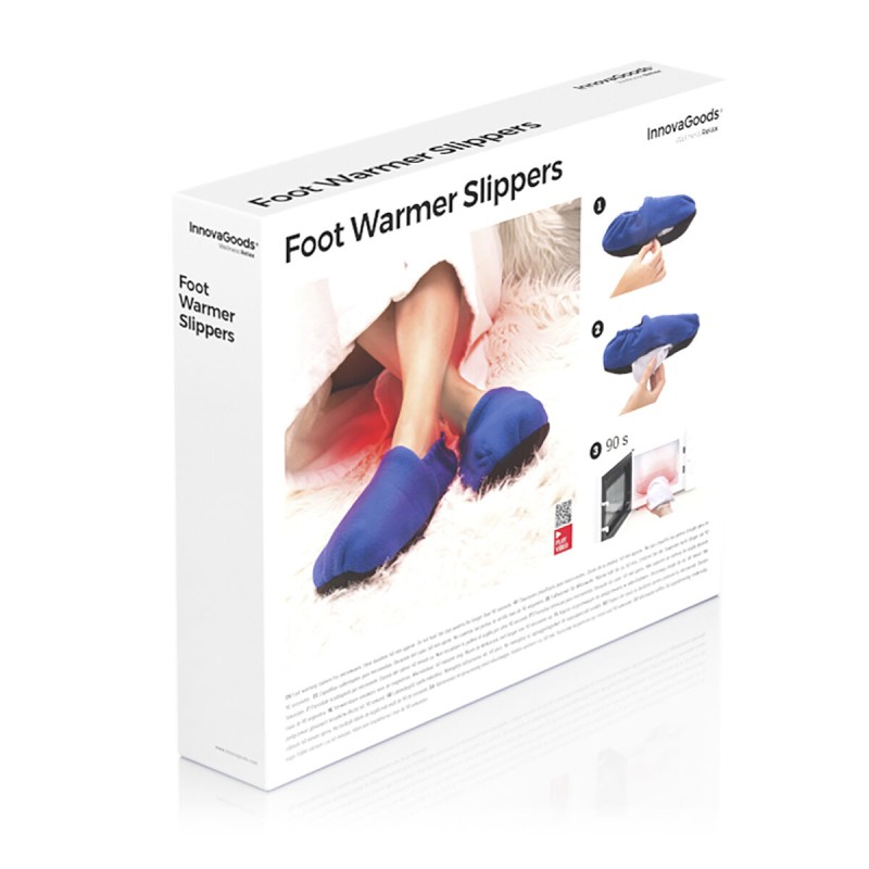 Chaussons chauffants micro‑ondes bleus – Réchauffage et détente