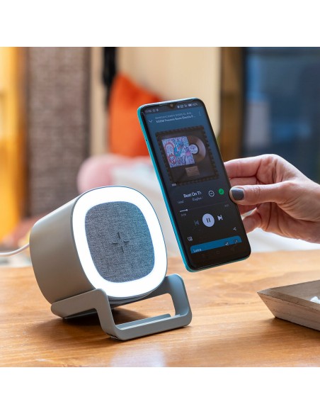 Haut‑parleur chargeur sans‑fil LED Souwis – Son et recharge Qi