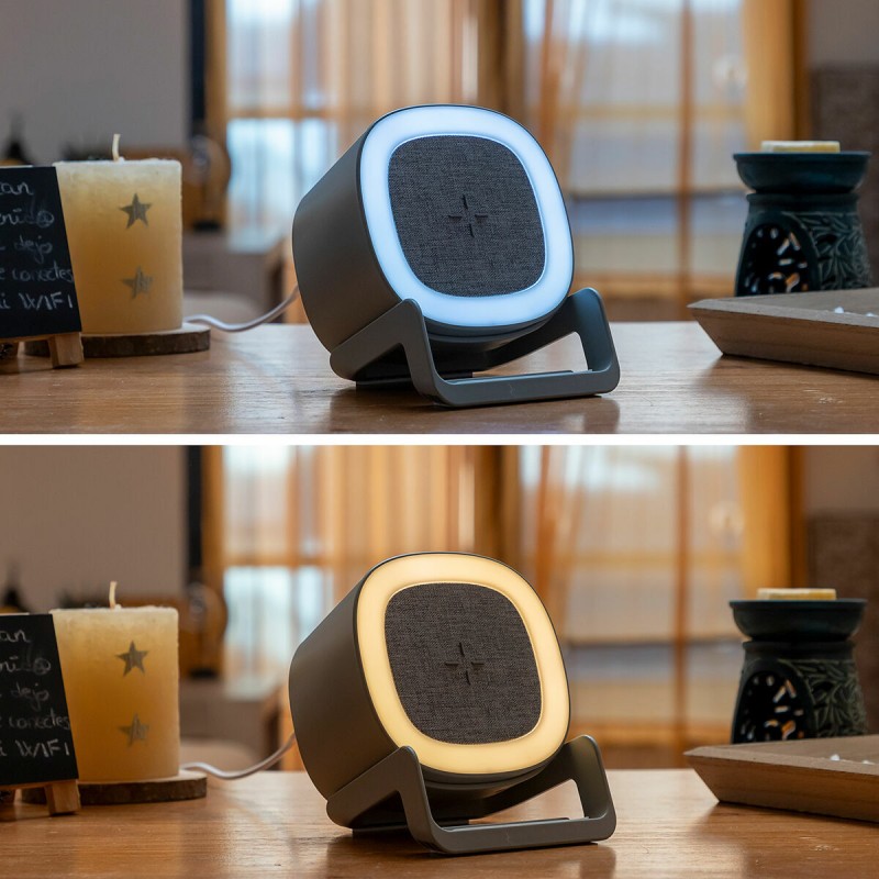 Haut‑parleur chargeur sans‑fil LED Souwis – Son et recharge Qi
