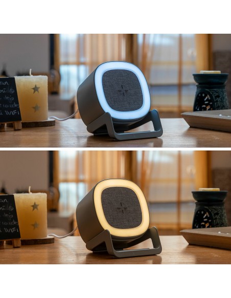 Haut‑parleur chargeur sans‑fil LED Souwis – Son et recharge Qi
