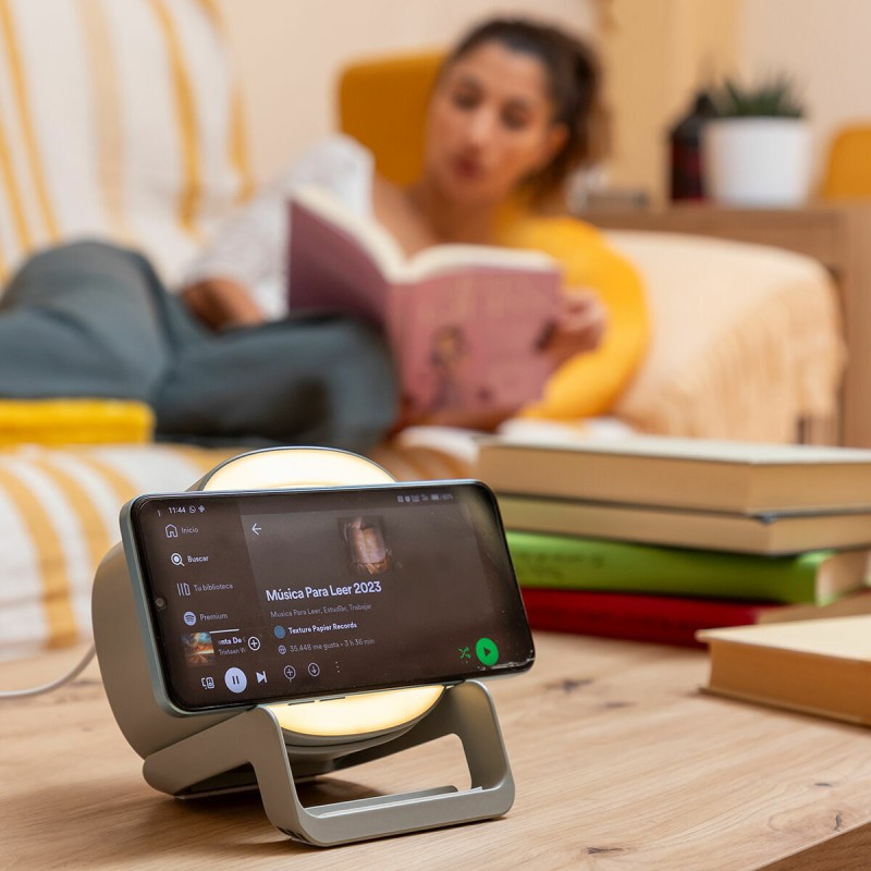 Haut‑parleur chargeur sans‑fil LED Souwis – Son et recharge Qi