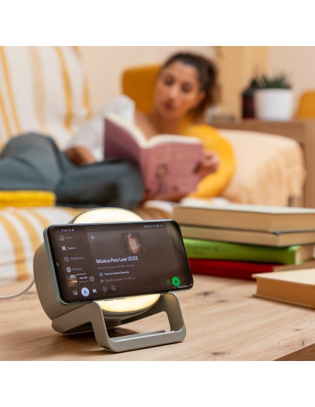 Haut‑parleur chargeur sans‑fil LED Souwis – Son et recharge Qi