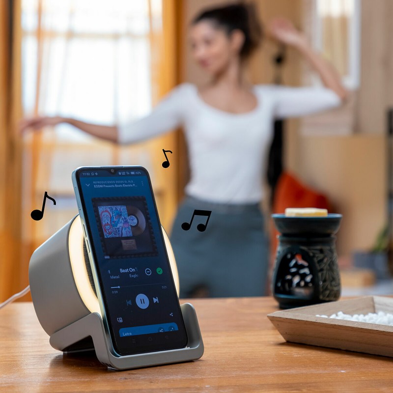Haut‑parleur chargeur sans‑fil LED Souwis – Son et recharge Qi