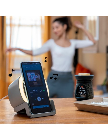 Haut‑parleur chargeur sans‑fil LED Souwis – Son et recharge Qi