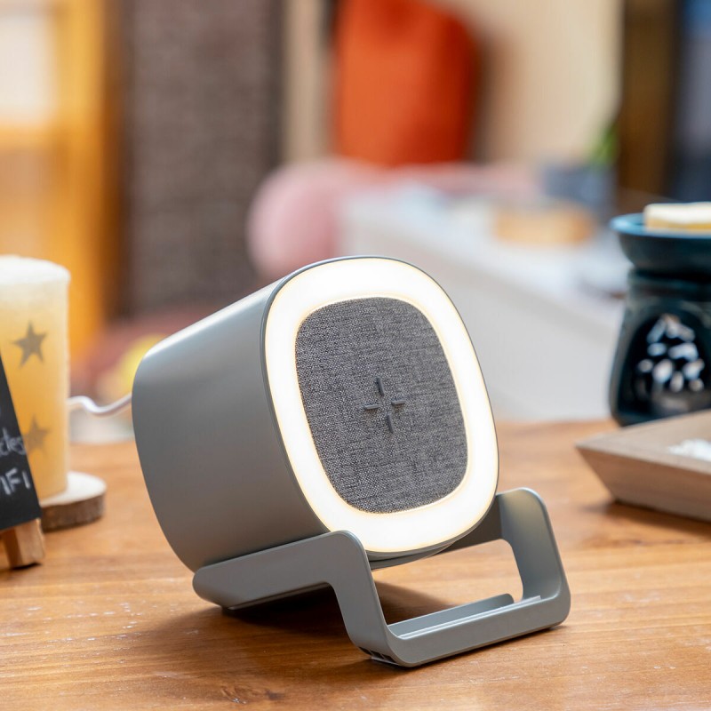 Haut‑parleur chargeur sans‑fil LED Souwis – Son et recharge Qi