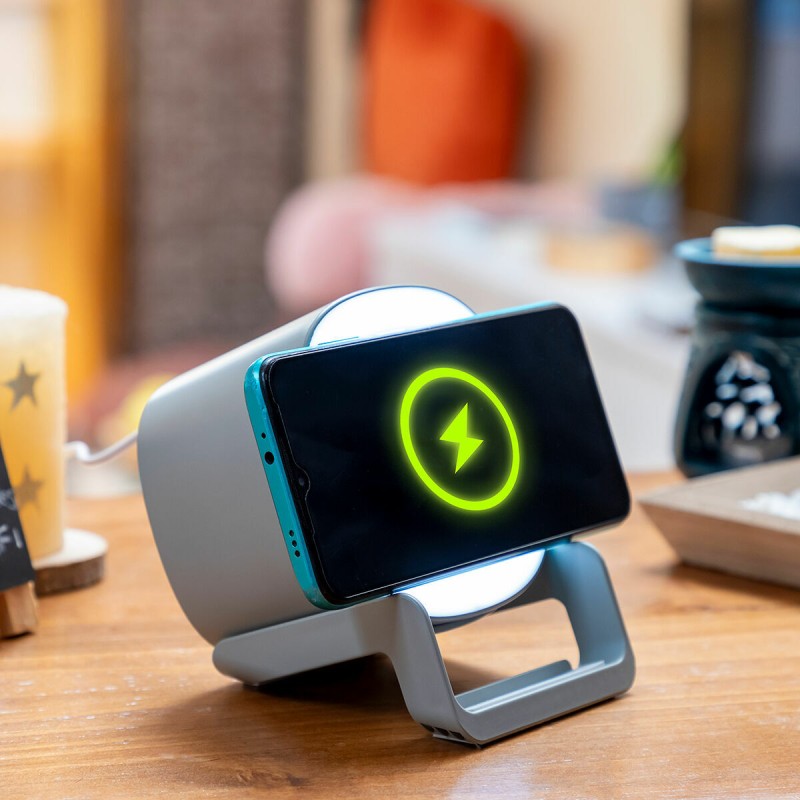 Haut‑parleur chargeur sans‑fil LED Souwis – Son et recharge Qi