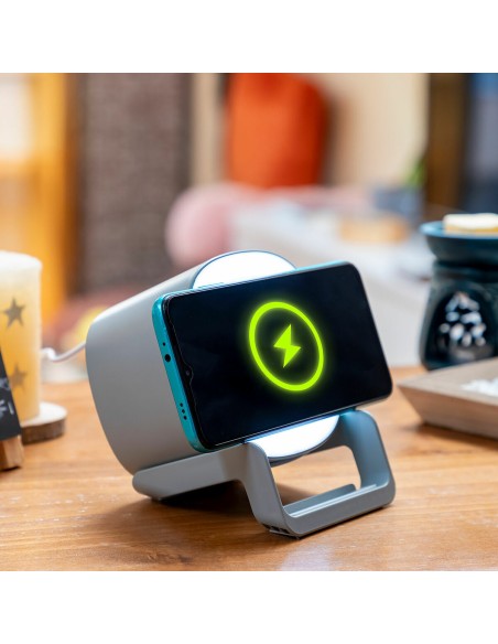 Haut‑parleur chargeur sans‑fil LED Souwis – Son et recharge Qi