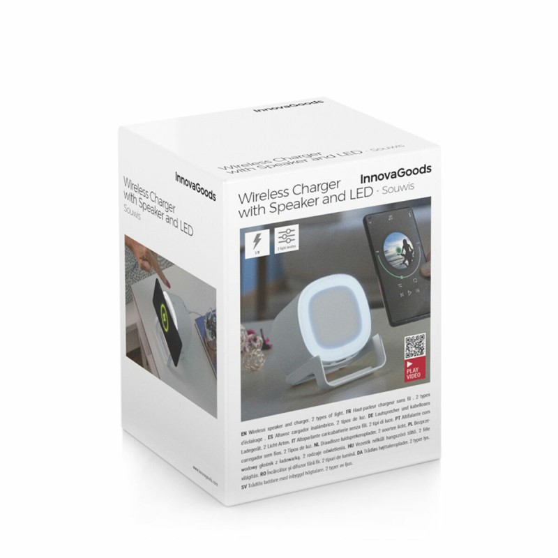 Haut‑parleur chargeur sans‑fil LED Souwis – Son et recharge Qi