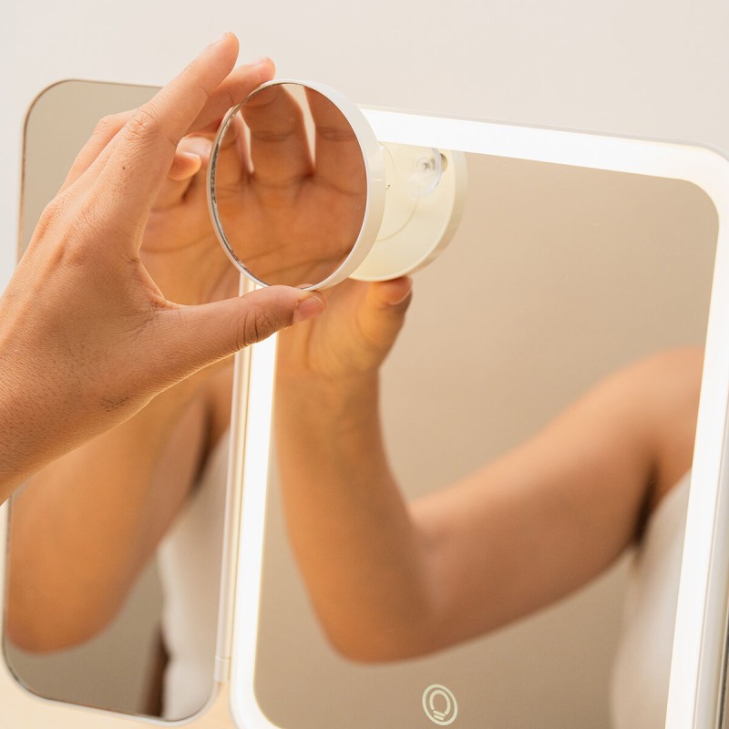 Miroir triptyque LED rechargeable – Lumineux et précis