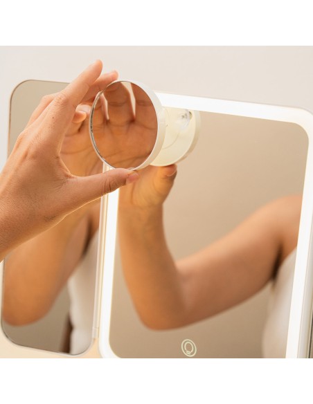 Miroir triptyque LED rechargeable – Lumineux et précis