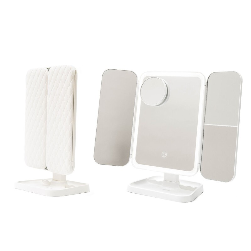Miroir triptyque LED rechargeable – Lumineux et précis