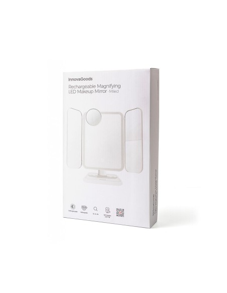 Miroir triptyque LED rechargeable – Lumineux et précis