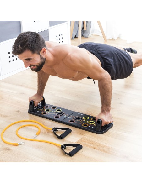 Planche de Pompes Push-Up avec Bandes de Résistance et Guide d'exercices Pulsher InnovaGoods