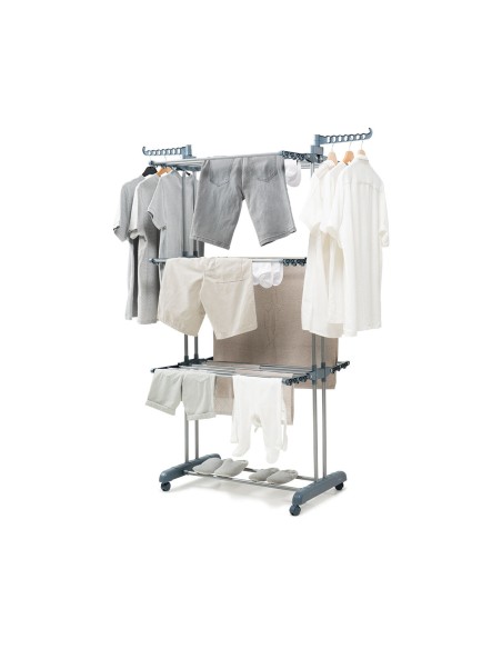 Étendoir Pliant Vertical à Roulettes Dolver InnovaGoods 24 Barres