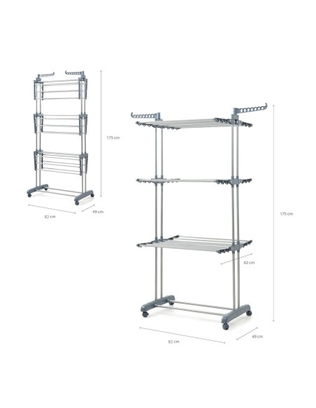Étendoir Pliant Vertical à Roulettes Dolver InnovaGoods 24 Barres
