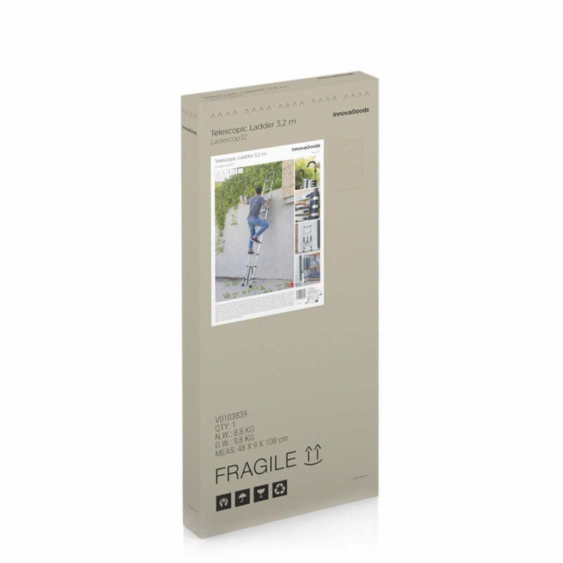 Échelle télescopique Ladescop32 3,2 m InnovaGoods – Stable et compacte