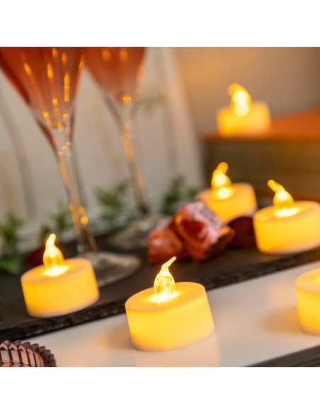 Bougies chauffe‑plat LED (lot de 12) – Ambiance chaleureuse
