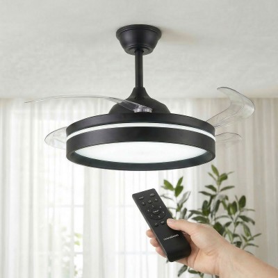 Ventilateur plafond LED rétractable InnovaGoods – Silence, lumière & 6 vitesses