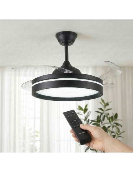Ventilateur plafond LED rétractable InnovaGoods – Silence, lumière & 6 vitesses