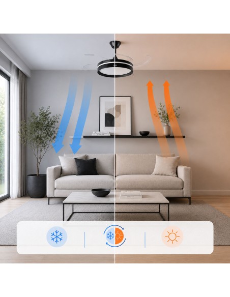 Ventilateur plafond LED rétractable InnovaGoods – Silence, lumière & 6 vitesses