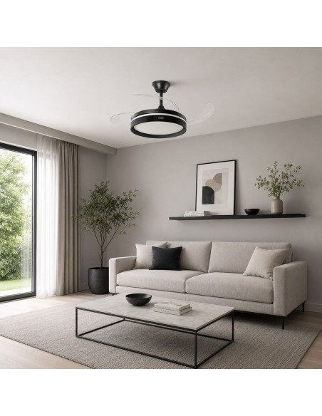 Ventilateur plafond LED rétractable InnovaGoods – Silence, lumière & 6 vitesses