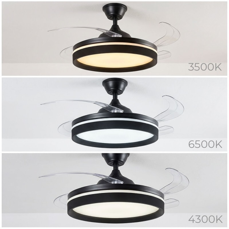 Ventilateur plafond LED rétractable InnovaGoods – Silence, lumière & 6 vitesses