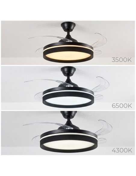 Ventilateur plafond LED rétractable InnovaGoods – Silence, lumière & 6 vitesses
