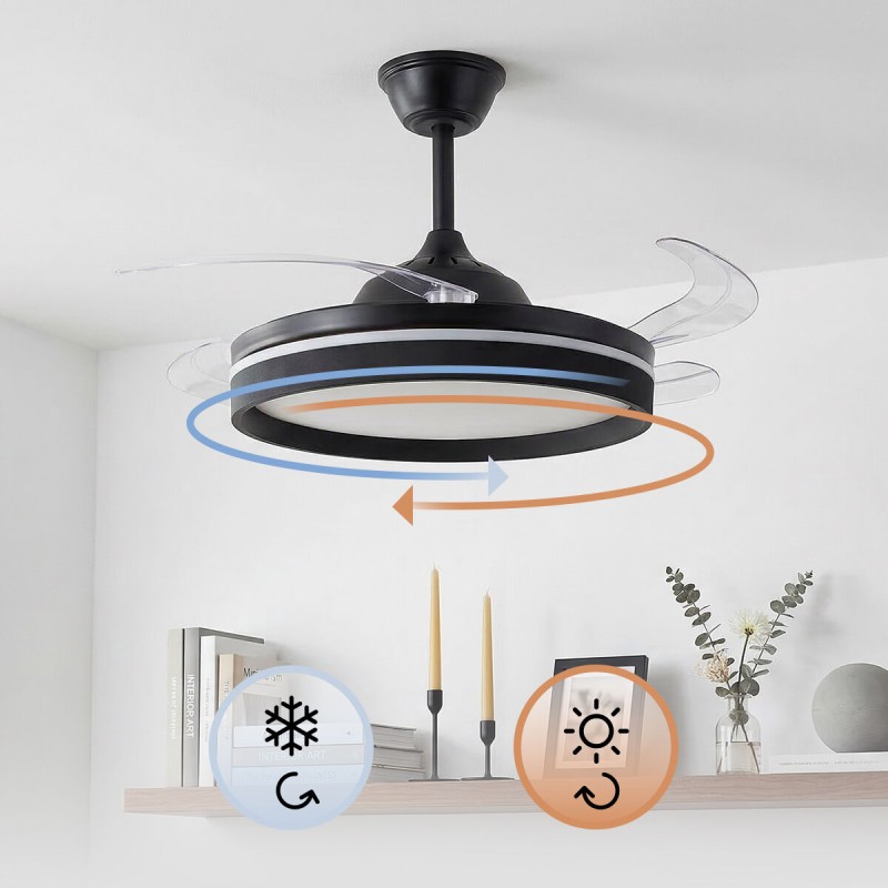 Ventilateur plafond LED rétractable InnovaGoods – Silence, lumière & 6 vitesses