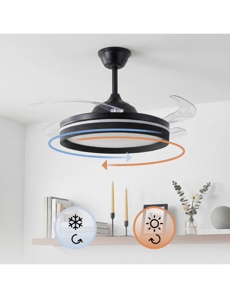 Ventilateur plafond LED rétractable InnovaGoods – Silence, lumière & 6 vitesses