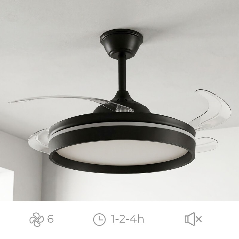 Ventilateur plafond LED rétractable InnovaGoods – Silence, lumière & 6 vitesses