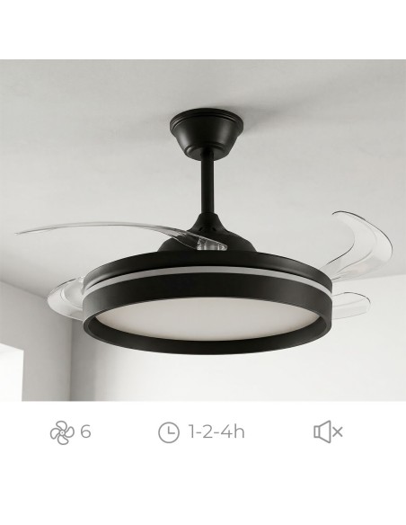 Ventilateur plafond LED rétractable InnovaGoods – Silence, lumière & 6 vitesses