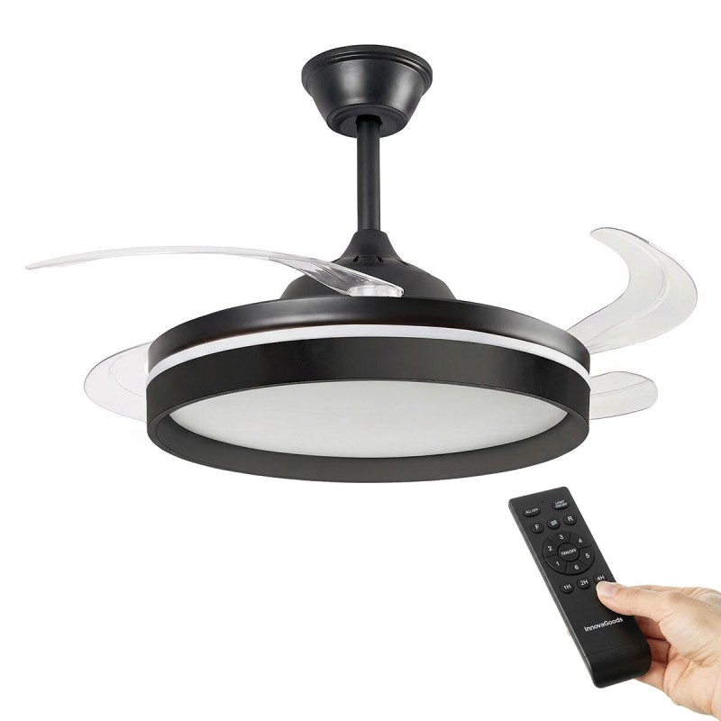 Ventilateur plafond LED rétractable InnovaGoods – Silence, lumière & 6 vitesses