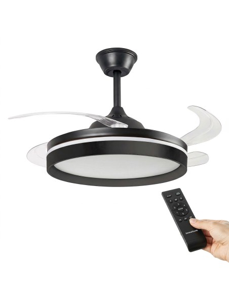 Ventilateur plafond LED rétractable InnovaGoods – Silence, lumière & 6 vitesses