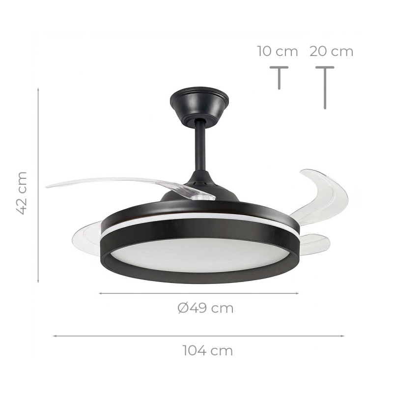 Ventilateur plafond LED rétractable InnovaGoods – Silence, lumière & 6 vitesses