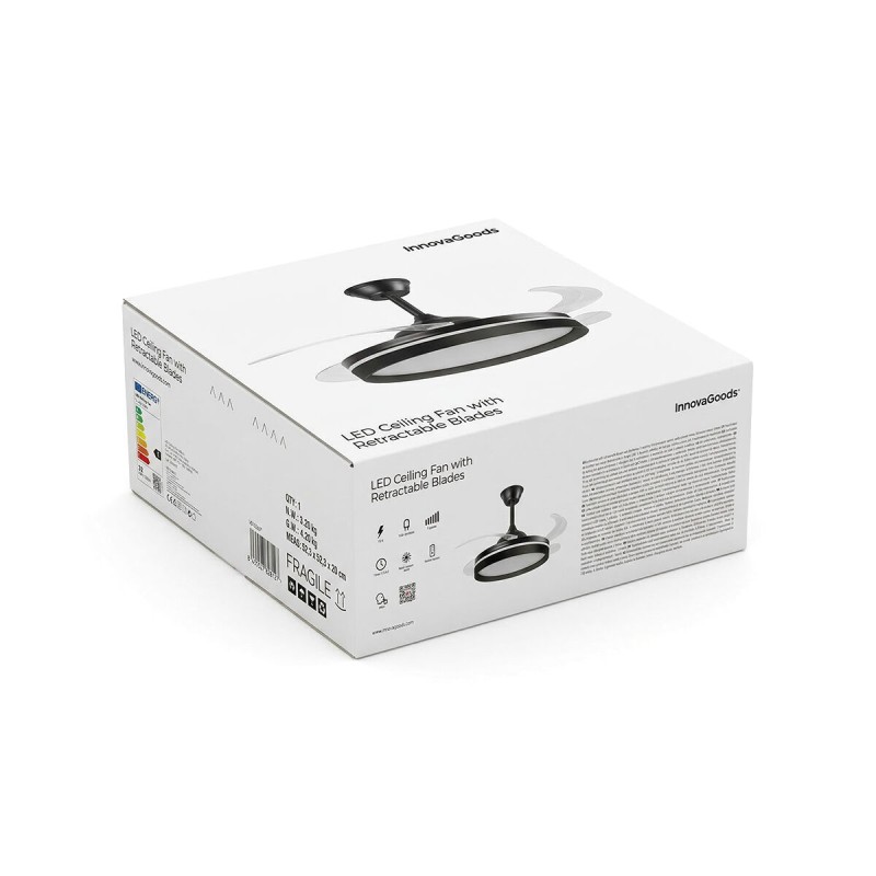 Ventilateur plafond LED rétractable InnovaGoods – Silence, lumière & 6 vitesses