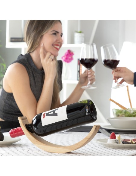 Porte-bouteille en Bois Effet Suspendu Woolance InnovaGoods