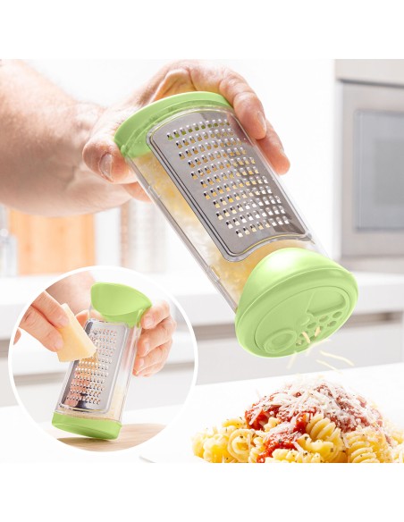 Râpe avec récipient et couvercle de distributeur 3 en 1 Cheezy InnovaGoods