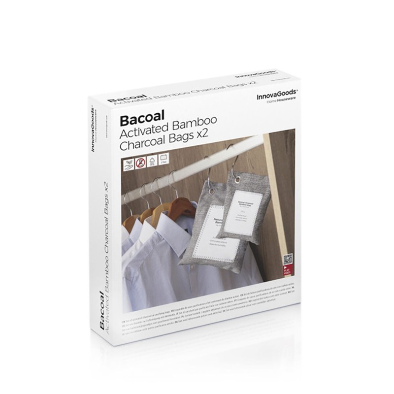 Ensemble de Sacs Purificateurs d’Air avec Charbon Actif Bacoal InnovaGoods (pack de 2)