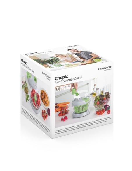 Centrifugeuse, Hachoir et Mixeur à Main 4 en 1 avec Accessoires et Recettes Chopix InnovaGoods